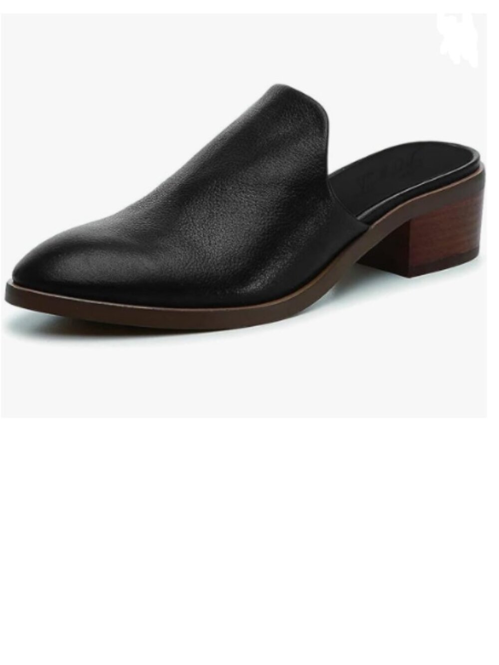 FOWT Black Round Closed Toe Mules Slip On Retro Loafer Low Heel Slides Slippers